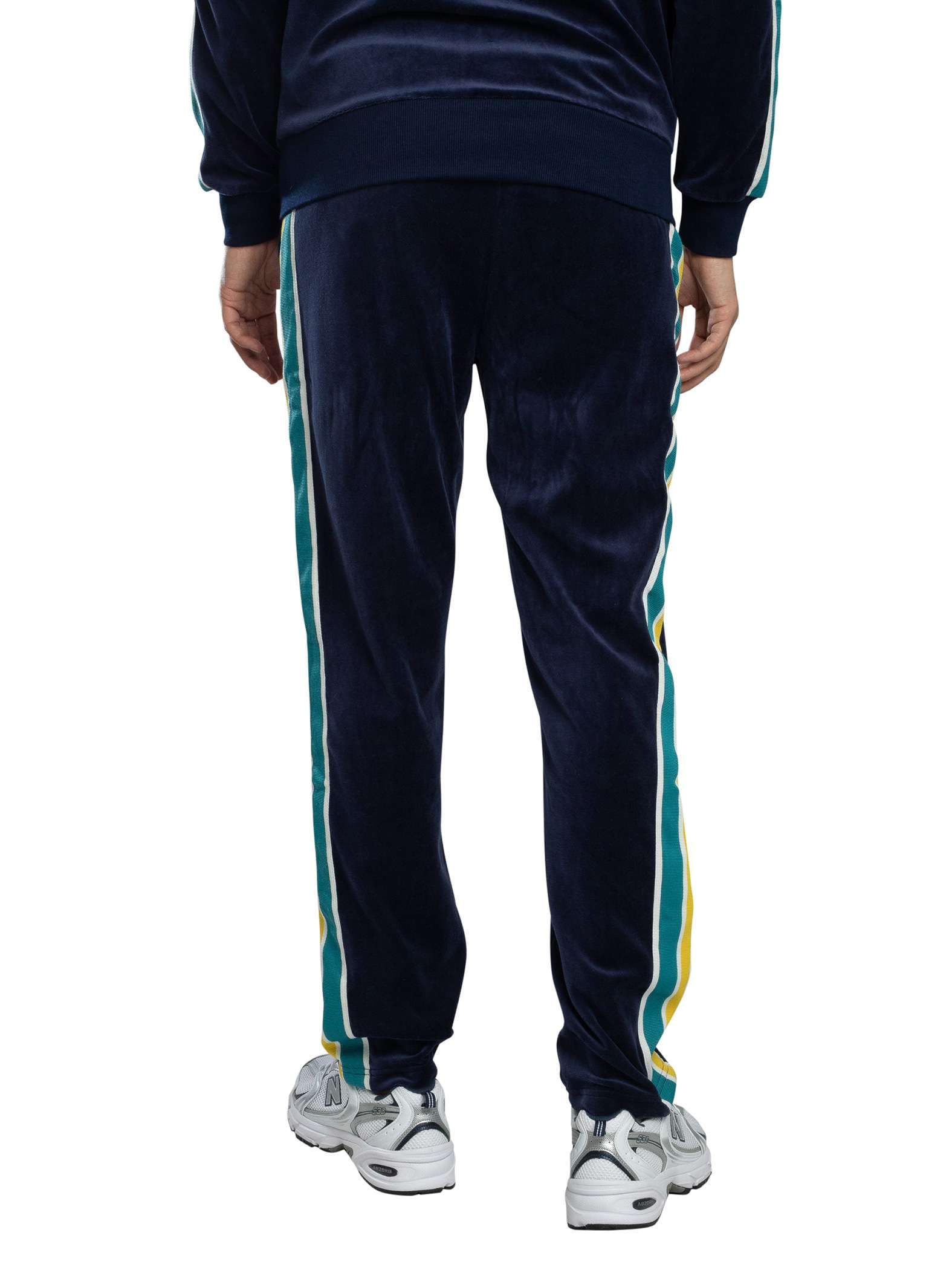 Sergio Tacchini Męski Spodnie Dresowe Monte Velour, Maritime Blue/Mango Mint