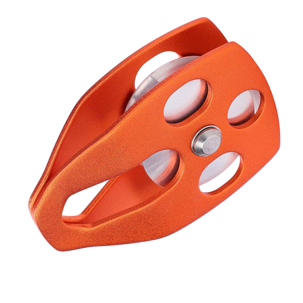 30KN Large Single Pulley Bearing Sheave Sliding Side Plate Rescue Rock Climbing Work Orange (Orange)