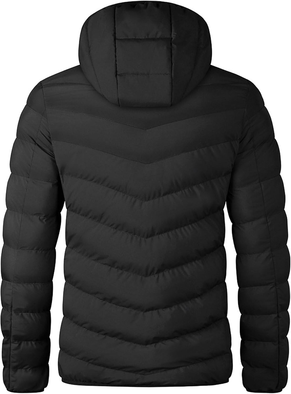 Mens Hooded Puffer Jacket Warm Winter Coats with Zipper Pockets Lightweight Windproof Insulated Down Jacket