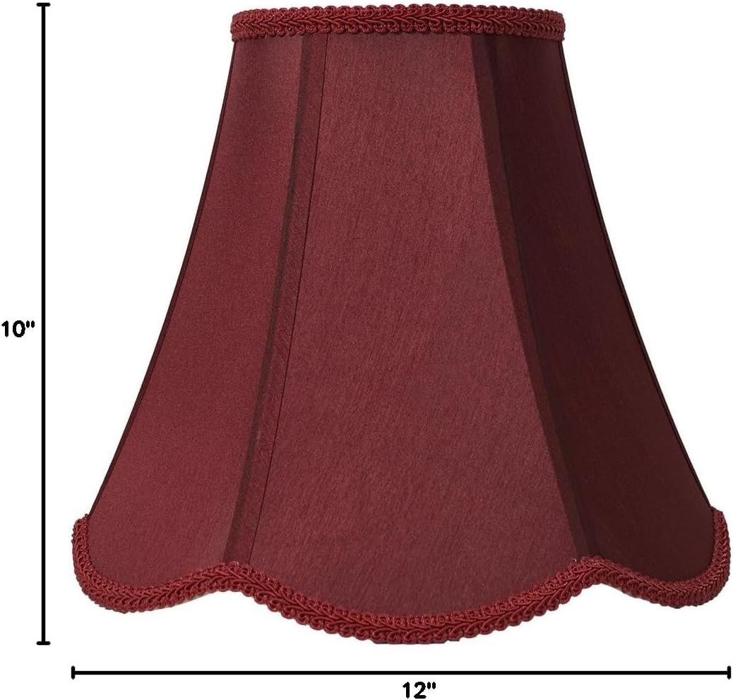 Urbanest Softback Scalloped Bell Lampshade, Faux Silk, 6x12x10", Burgundy, Spider
