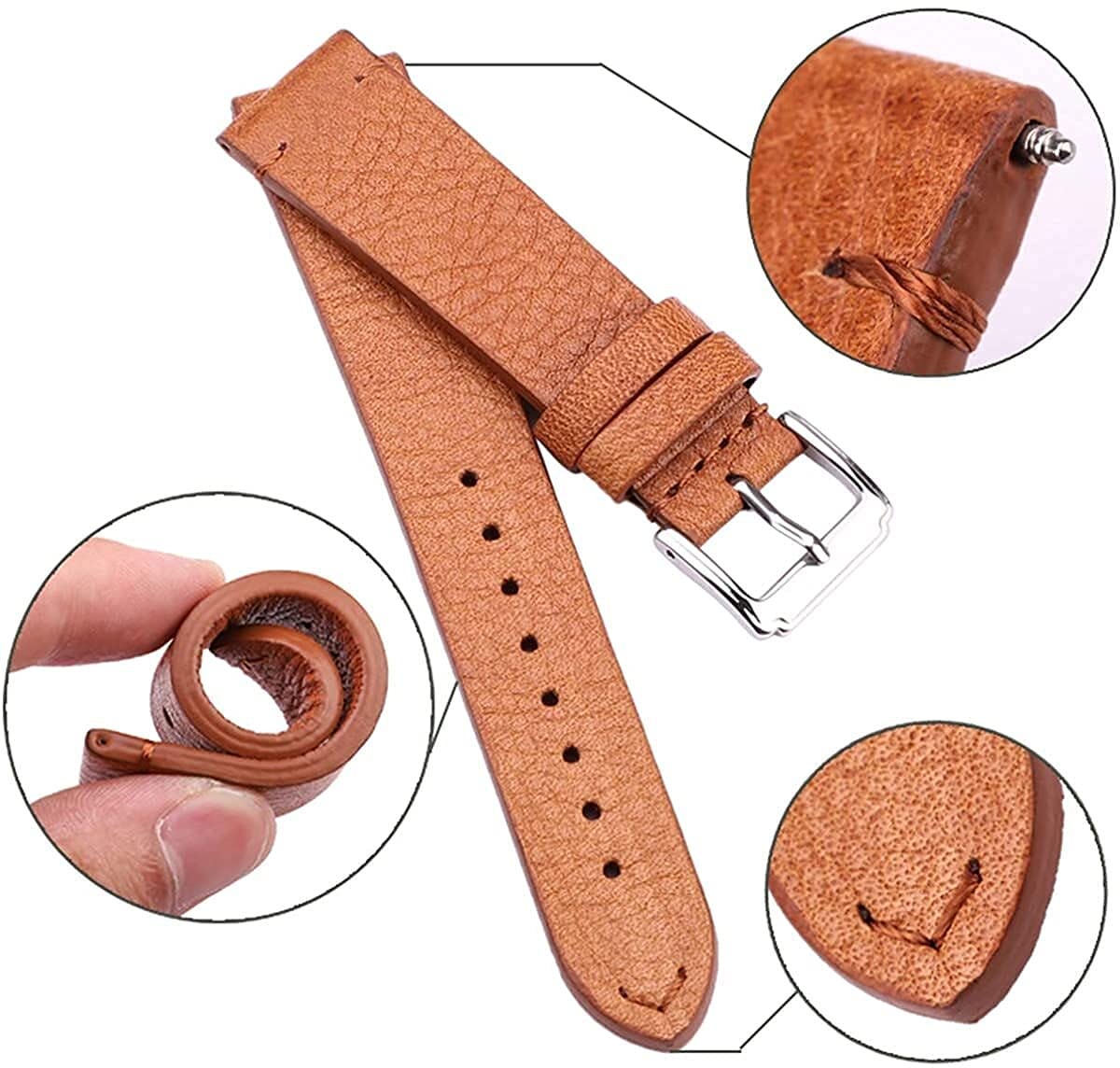 Watch -Gurt Cowhide Leder Uhrenbänder 18mm 20mm 22mm Männer Frauen Vintage Uhrenbandgurt Blet mit Edelstahl -Nadel Schnalle -Gurt (Farbe: Braun, Größe: 20 mm) (Farbe: Lieber Freund, Größe: 18mm)