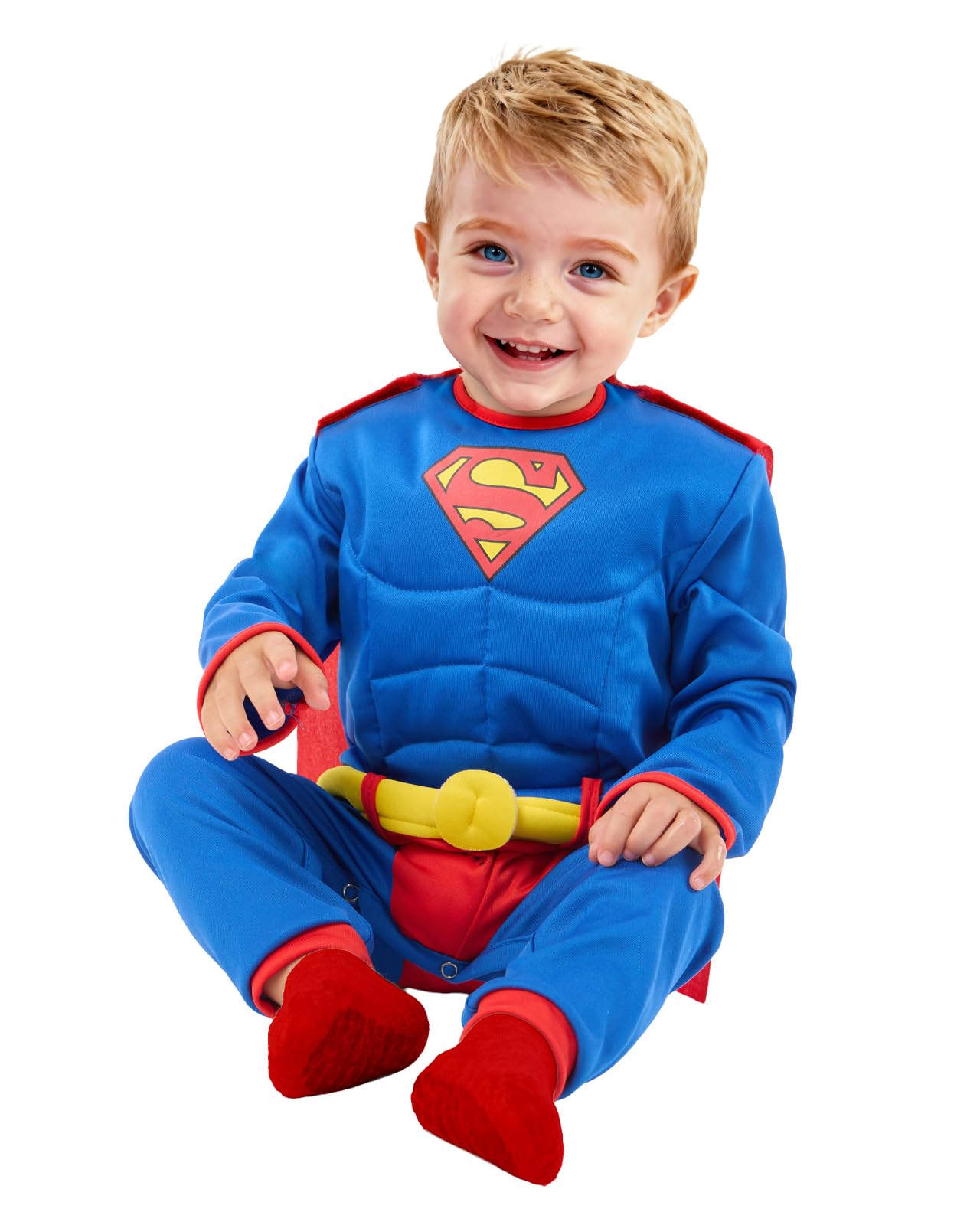 Funidelia Costume Ufficiale di Superman per Neonato con tutina muscolosa e mantello, Tenuta da Supereroe per Neonati, Costumi di Carnevale, Halloween e Feste