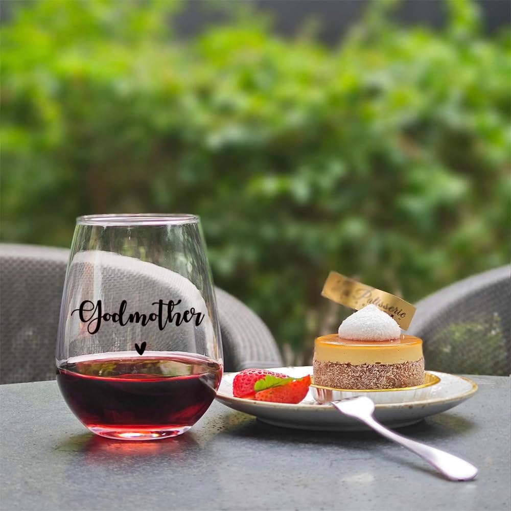 EST 2026 New Godmother Wine Glass, First Time Godmother, EST 2026 Godmother Proposal Gift, Godmother to Be Pregnancy Announcement Wine Bag, Novelty Baptism Wine Glass Gift for Godmother - Image 4