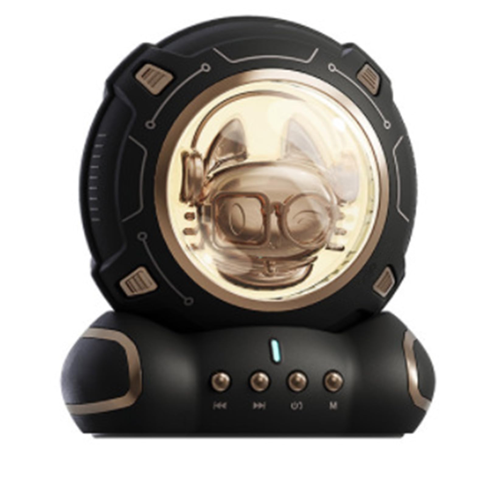 Cute Bluetooth Speaker, Space Cat Styling Night Light MP3 Player, Excellent Sound Quality Decorative Wireless Speaker for Home Bedroom Car Office, Ideas Gift (Black)