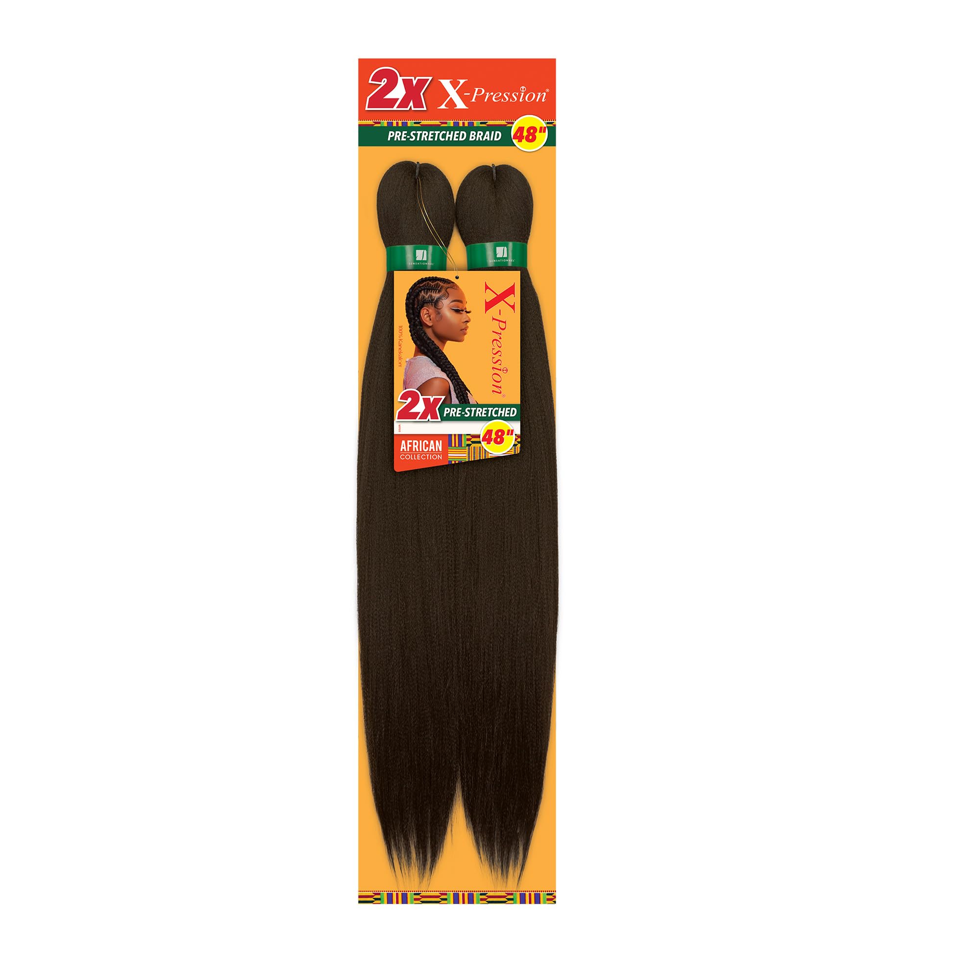 Sensationnel X-pression prestretched braiding hair - 2x braid 48 inch all kanekalon flame retardant synthetic braid for box braids and twists (1 pack,