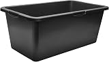 Garronda Bac à mortier rectangulaire en plastique recyclé Noir 60 L Lot de 1, fond renforcé, échelle graduée, bac plastique rectangulaire empilable pour chantier, auge de maçon GD-0169 - 1