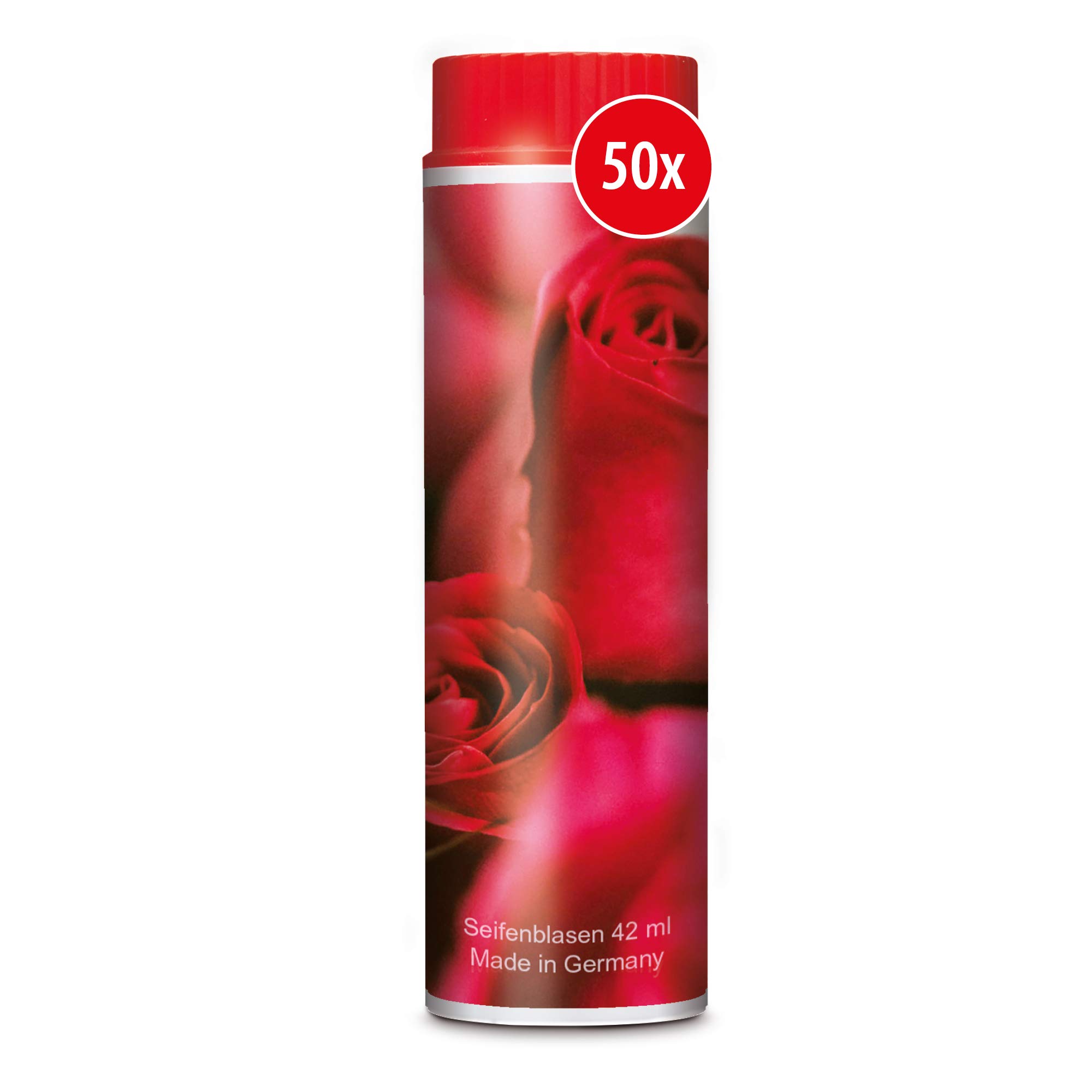PUSTEFIX Seifenblasen Set I 50 x Klassik 42ml Muttertag I Bunte Rosen Bubbles Made in Germany I Seifenblasen als Muttertagsgeschenk Rosen-Design I Auch toll zum Geburtstag I 50 x 42 ml Vorteilspack