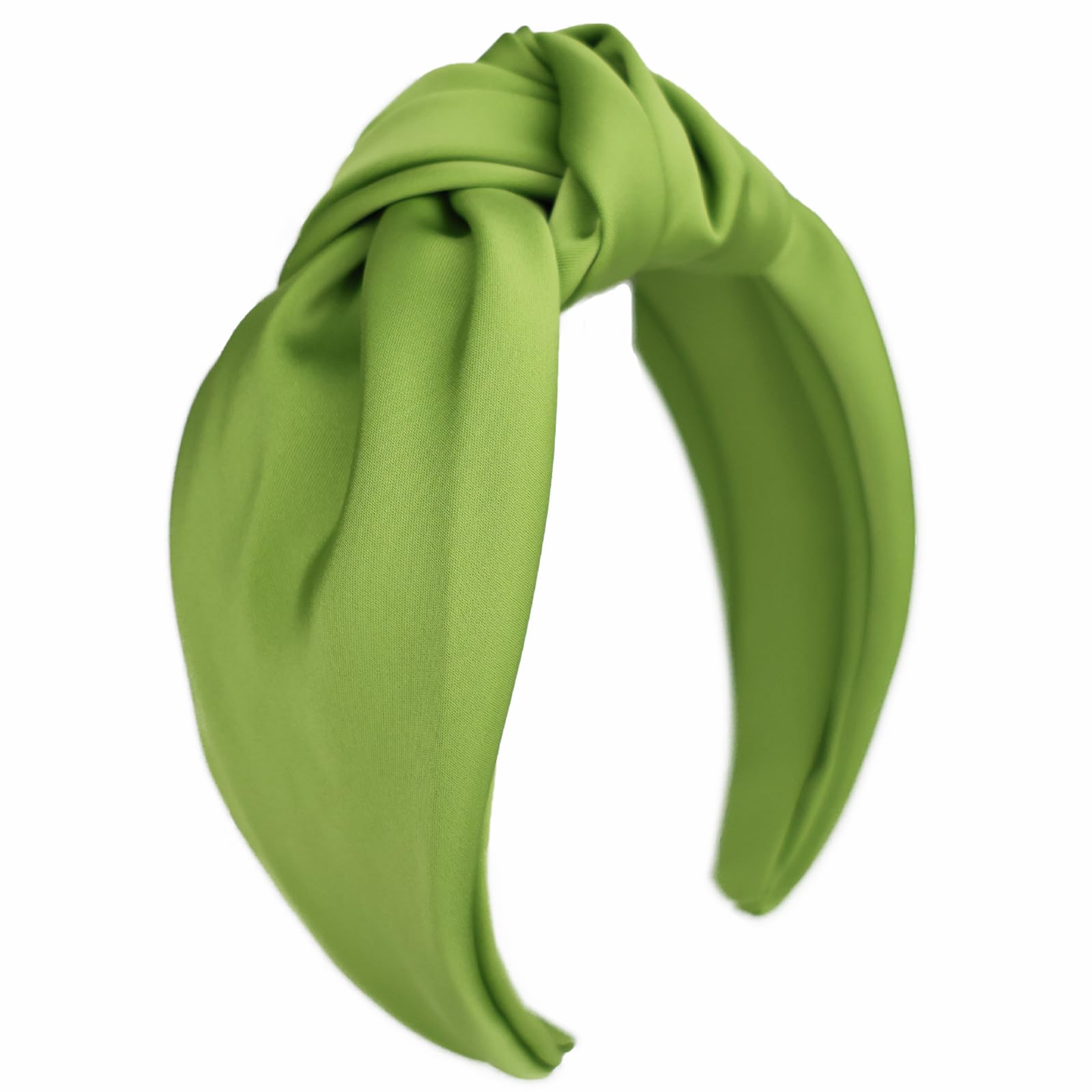KOVOLITU Satin Wide Knotted Headbands for Women Fashion Headband Non Slip Head Bands Hair Accessories(Bright Green)