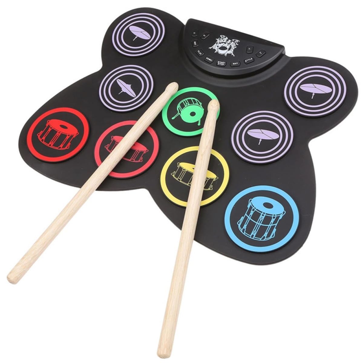 Alipis Set Batteria Elettronica Arrotolabile in Silicone 9 Pad Kit Batteria Pieghevole USB Portatile per e Principianti Strumento Musicale da Allenamento per Casa Scuola e Viaggi