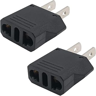 US Plug Adapter, Small European to US Plug Adapter, Black European to American Outlet Plug Adapter, EU to US Adapter, Fireproof Safe Europe/Asia to USA/Canada Travel Power Plug Adapter (2-Pack)