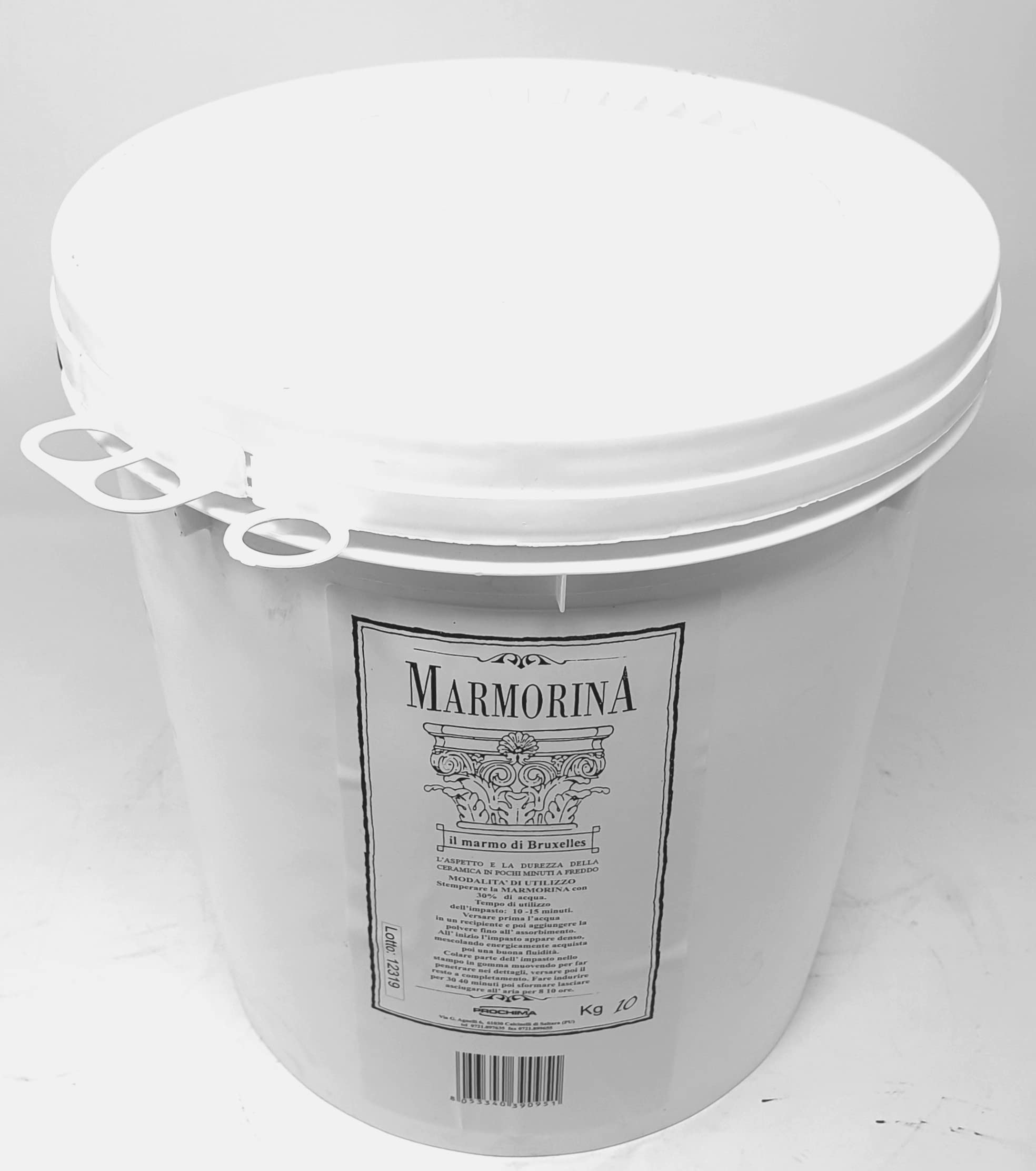 PROCHIMA, Marmorina blanca, polvo mezclable con agua, similar a la cerámica, 10 kg