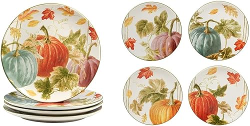 Certified International Autumn Harvest - Juego de vajilla de 11 pulgadas (juego de 4) y platos de 9 pulgadas (juego de 4)