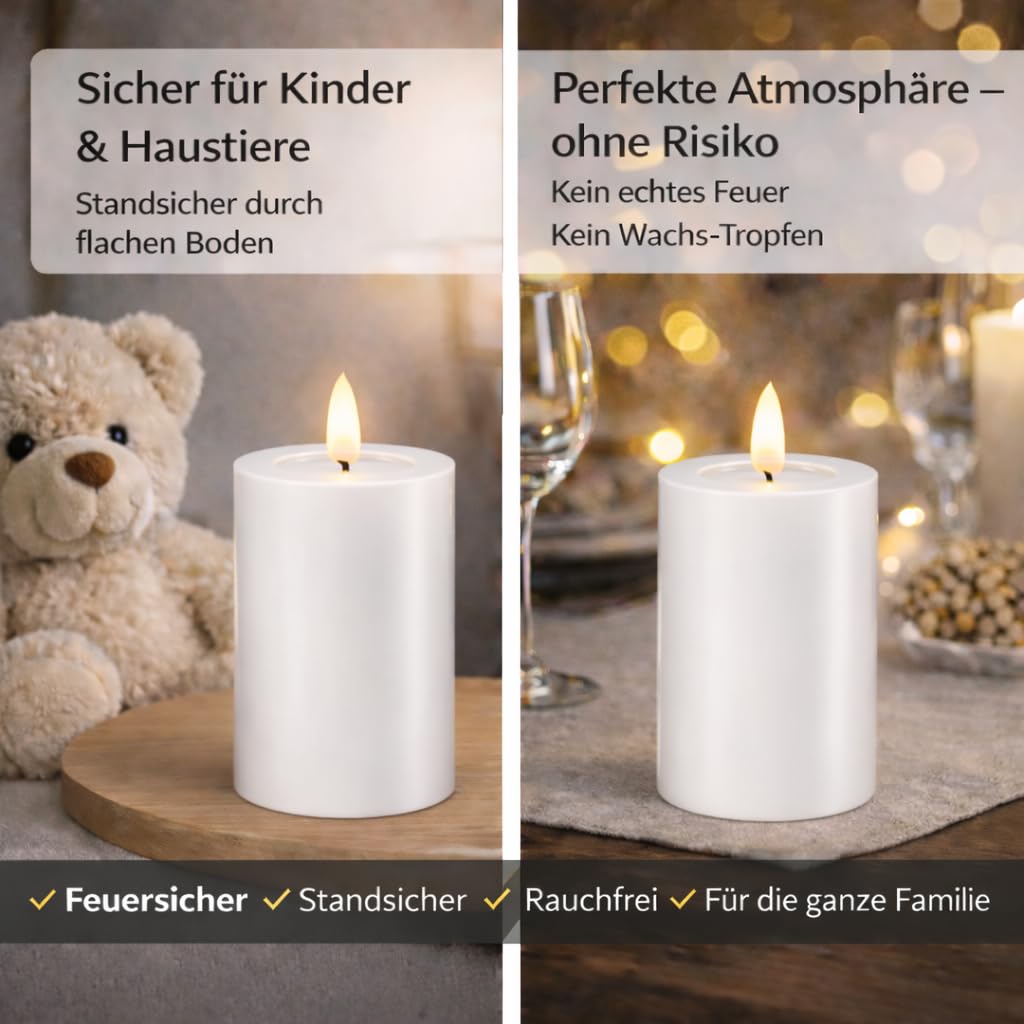 ReWu Deluxe Homeart LED Kerzen Set, Weiß | Echtwachs