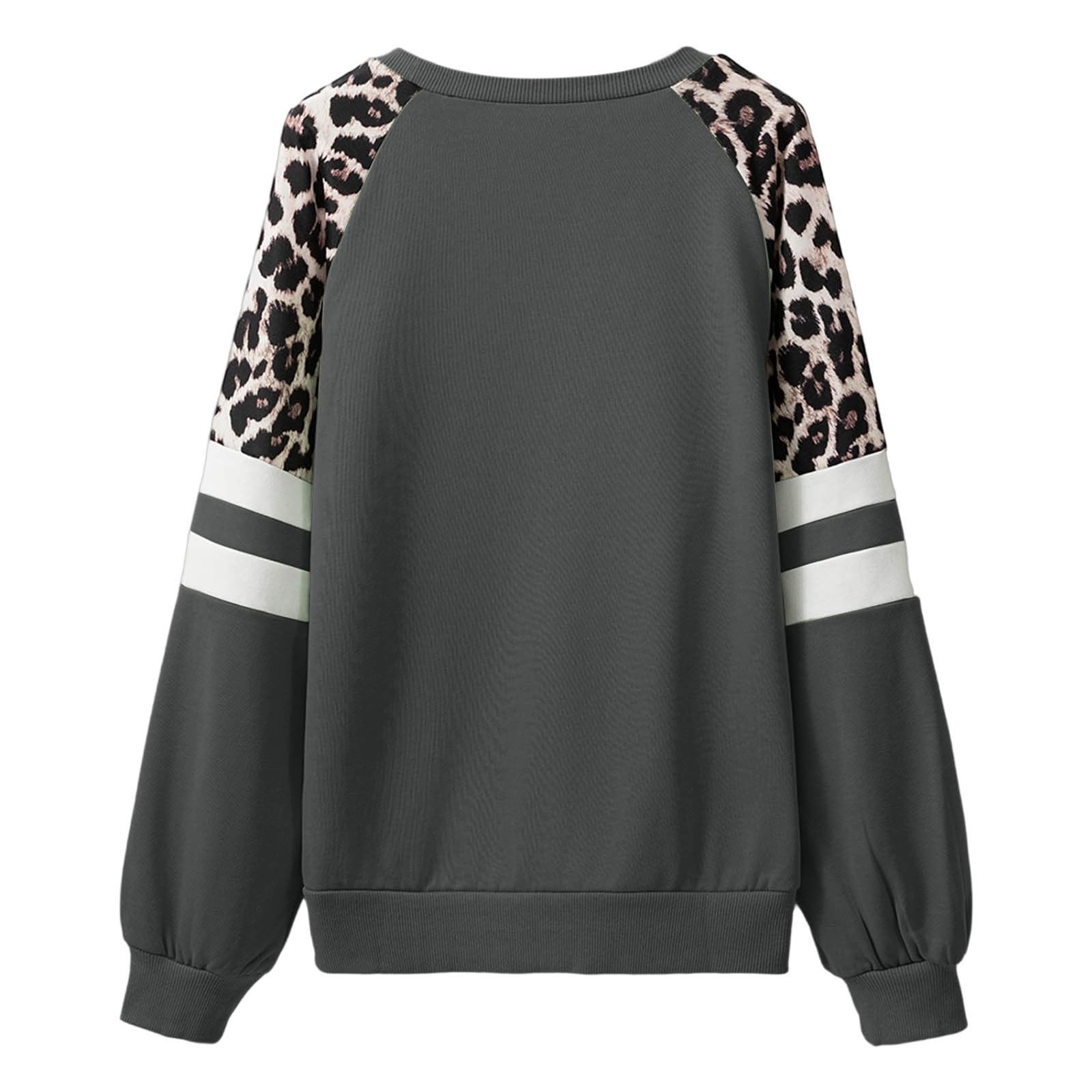 Sudadera de Manga Larga con Cuello Redondo para Mujer, con Estampado Animal, Bloques de Color, Informal, Holgada, de Polar Suave, para otoño e Invierno.