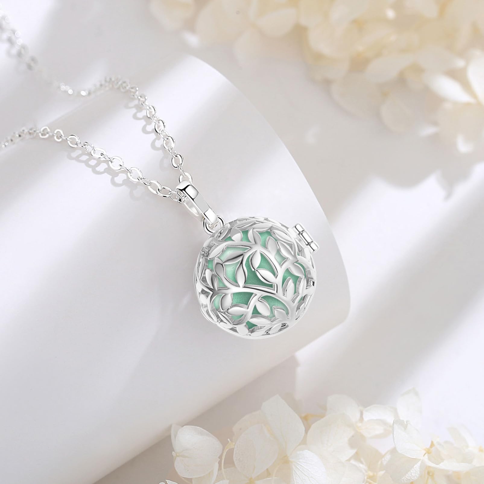 EUDORA Harmony Ball Chiama Angeli Gravidanza Collana con Albero della Vita Collana Pendente Forma di Carillon Musicale per Donna Madre Bambino Gioielli Regalo Originale, 76 cm e 114 cm