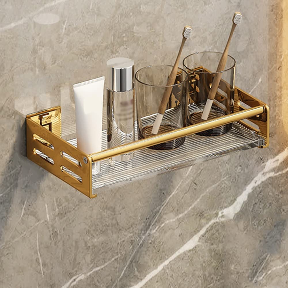 SDGBCXD Wall Mounted Copper Shower Caddy, Stylish Towel Storage Basket for Bathroom(D,1 Layer 30Cm)
