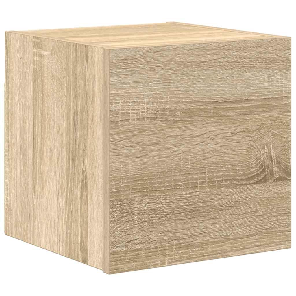 7-TLG. TV-Schrank-Set Sonoma-Eiche, Holzwerkstoff, Hängend, Modernes Media-Center für Wohnzimmer, Robust & Vielseitig