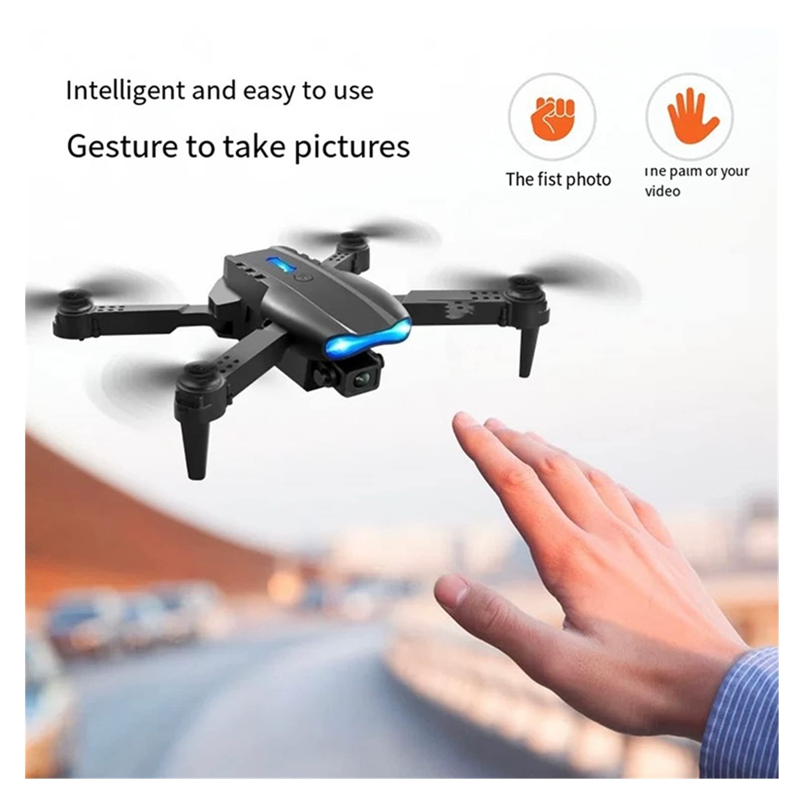 Drone Mini Drone 4K Podwójna kamera HD Kamera szerokokątna WiFi Fotografia lotnicza Helikopter Składany quadcopter Drone Toy (Kolor : 4K HD Szary Rozmiar : 1) (Brak szarej kamery 1)