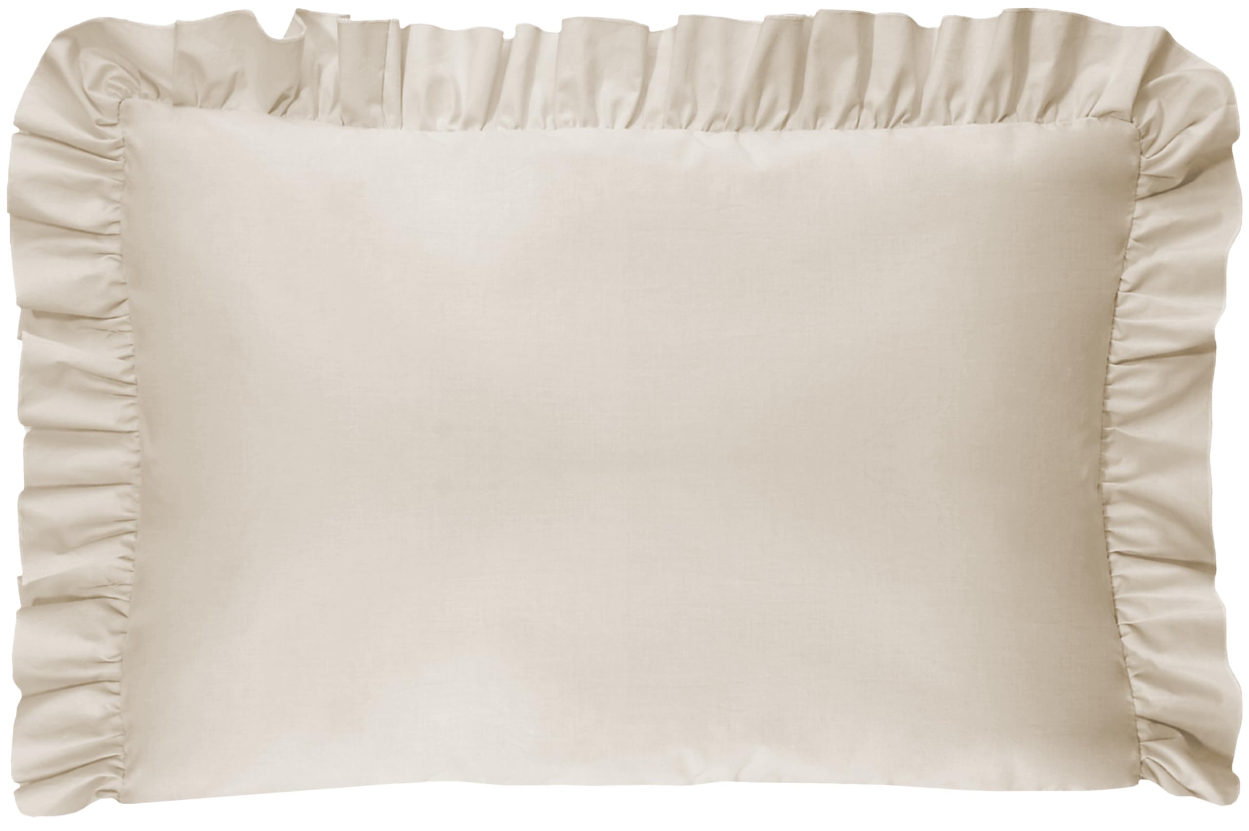 Balbina Light Beige Cushion Cover 40 X 60 Cm For Children & Babies, Cotton Pillowcase For Children's Room, Pram Or Cot, Cotton Pillowcase With Ruffle & Zip,
