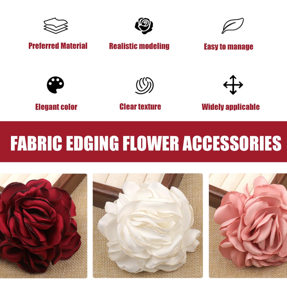 PROUSKY Fermaglio per capelli a forma di fiore rosso, per la festa delle donne, spilla a forma di fiore artificiale, stile vintage, accessorio per feste, spiaggia, San Valentino, festa della mamma