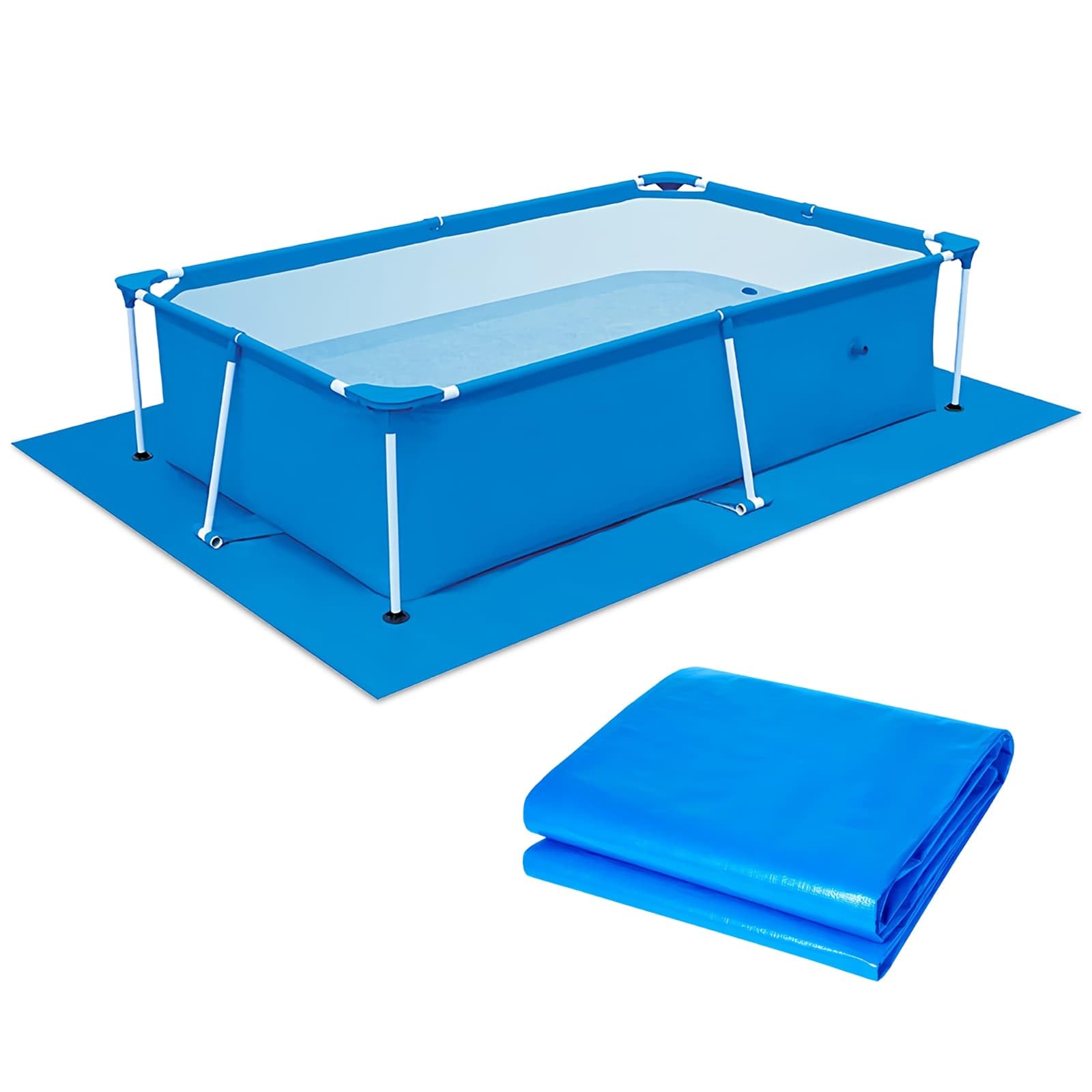 Pool Ground Cloth Garden Pool Ground Sheet 206x295cm Rectangular Swimming Pool Mat, Foldable Waterproof Floor Protector Ground Sheet for Inflatable Paddling Pools, Frame Pools & Above Ground Pools