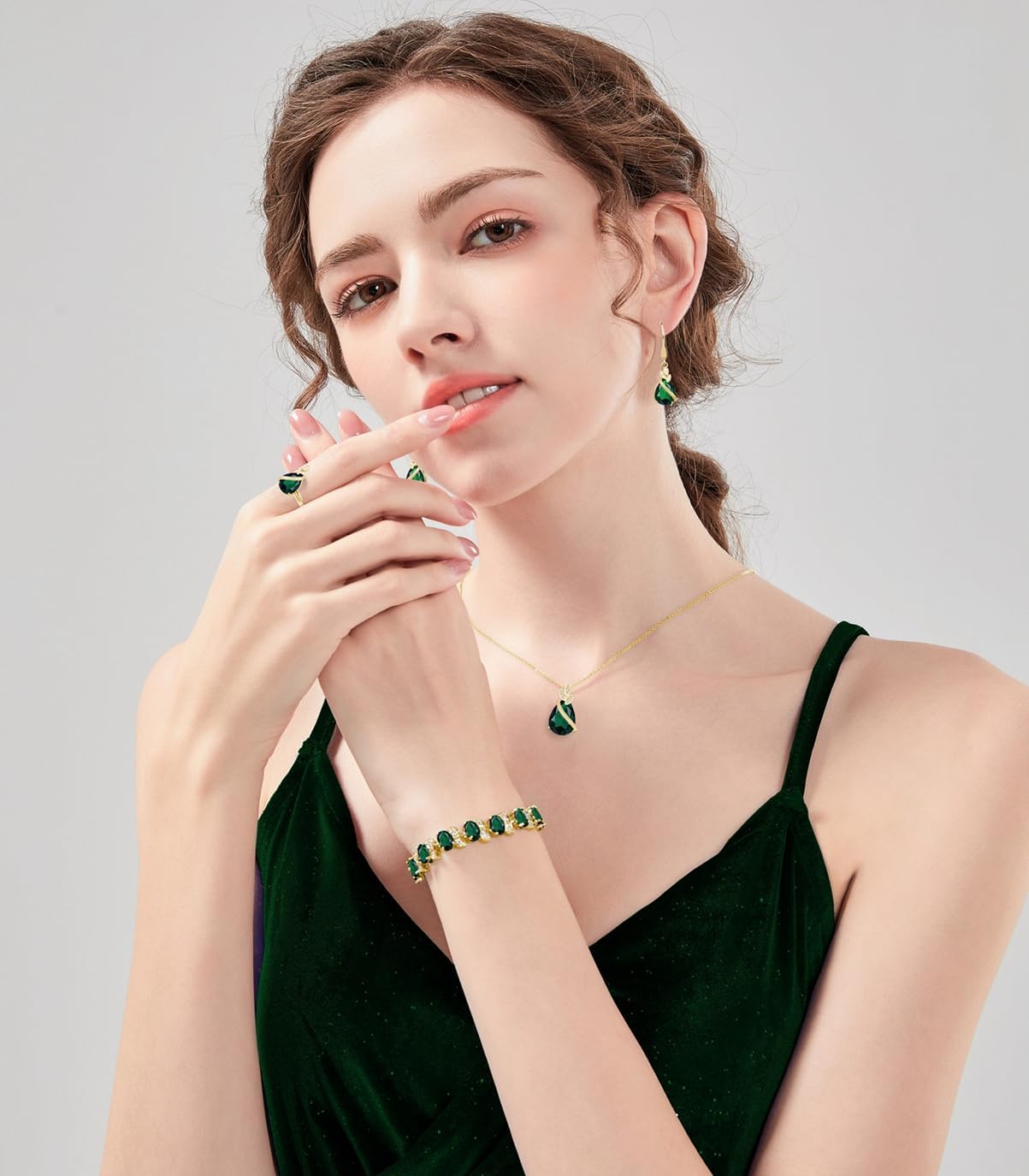 Wedding Jewelry Set for Women Gem Necklace Earrings Bracelet Luxury Jewelry Set Birthday Valentine's Day Mother's Day Christmas Prom Jewelry Gift
