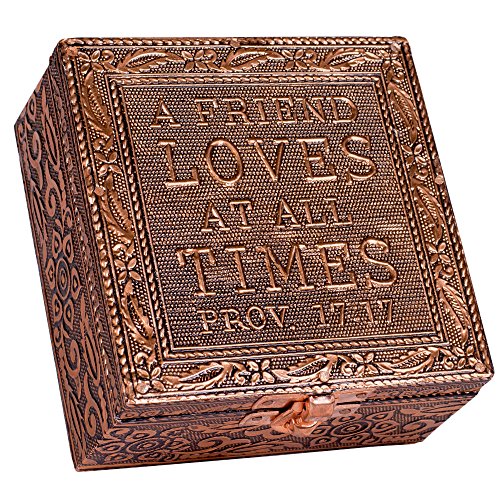 Cottage Garden XCS5S Friend Loves At All Times Small Stamped Metal Copper Finish Jewelry Keepsake Decorative Box cover
