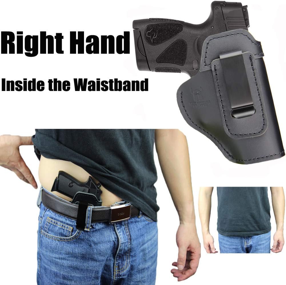 Fast gunman Holster IWB Leather Holster for Inside Waistband Concealed Carry Fits:Taurus G2C G3C / G2S / TH9c TH40c Compact / PT111 Millennium G2 / 709 740 Slim - or Similar Sized Pistols