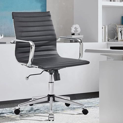 Silla de oficina negra moderna, sillas de escritorio para computadora, silla de cuero para conferencias, silla Dsek de cuero para oficina en casa,