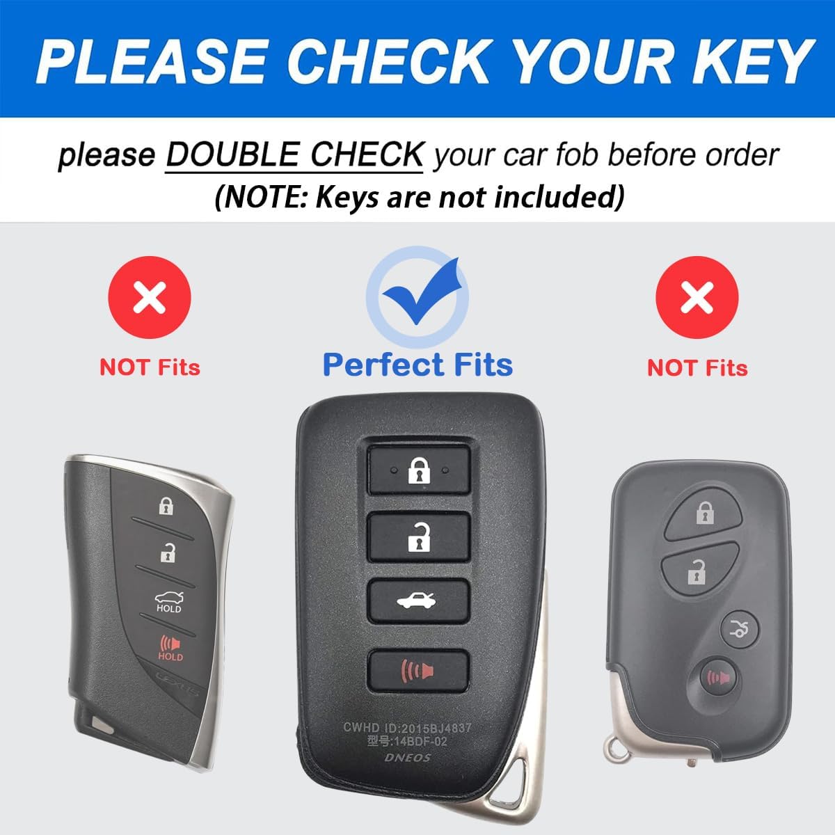 Key Fob Cover for Lexus ES IS GS NX RX RC GX LX 570 200 250 300 350 h F Sport Soft Leather Key Cover 4 Buttons - Image 2