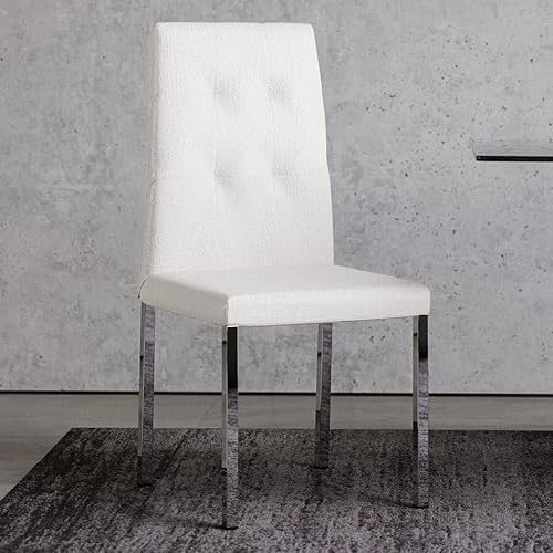 Miniatura 2 de Zuri Furniture Silla de comedor moderna Charlotte con patas de acero inoxidable pulido, cuero sintético blanco