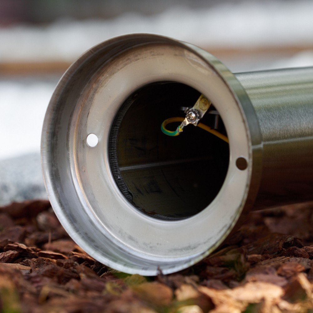 Lámpara de exterior Caserta, moderna lámpara de pie de acero inoxidable y discos de plástico, luz de camino de 45 cm, lámpara de jardín con casquillo E27, iluminación de jardín IP44, sin bombilla(s)
