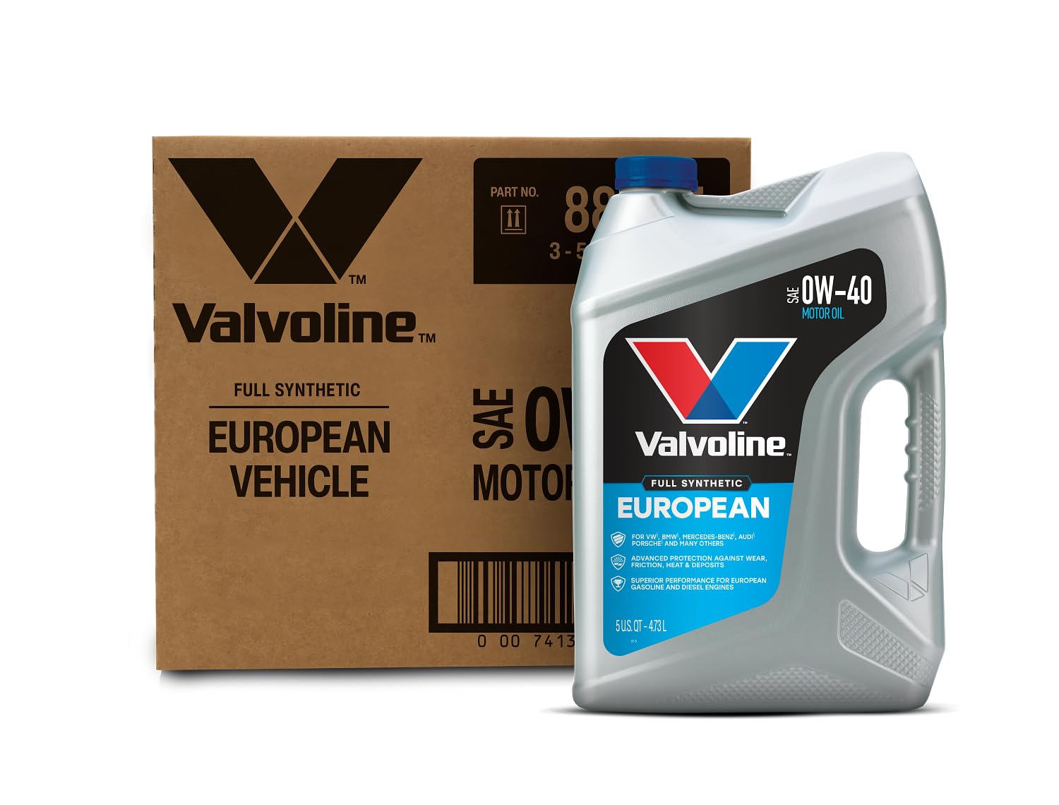 Valvoline European Vehicle Full Synthetic SAE 0W-40 Motor Oil 5 QT, Case of 3
