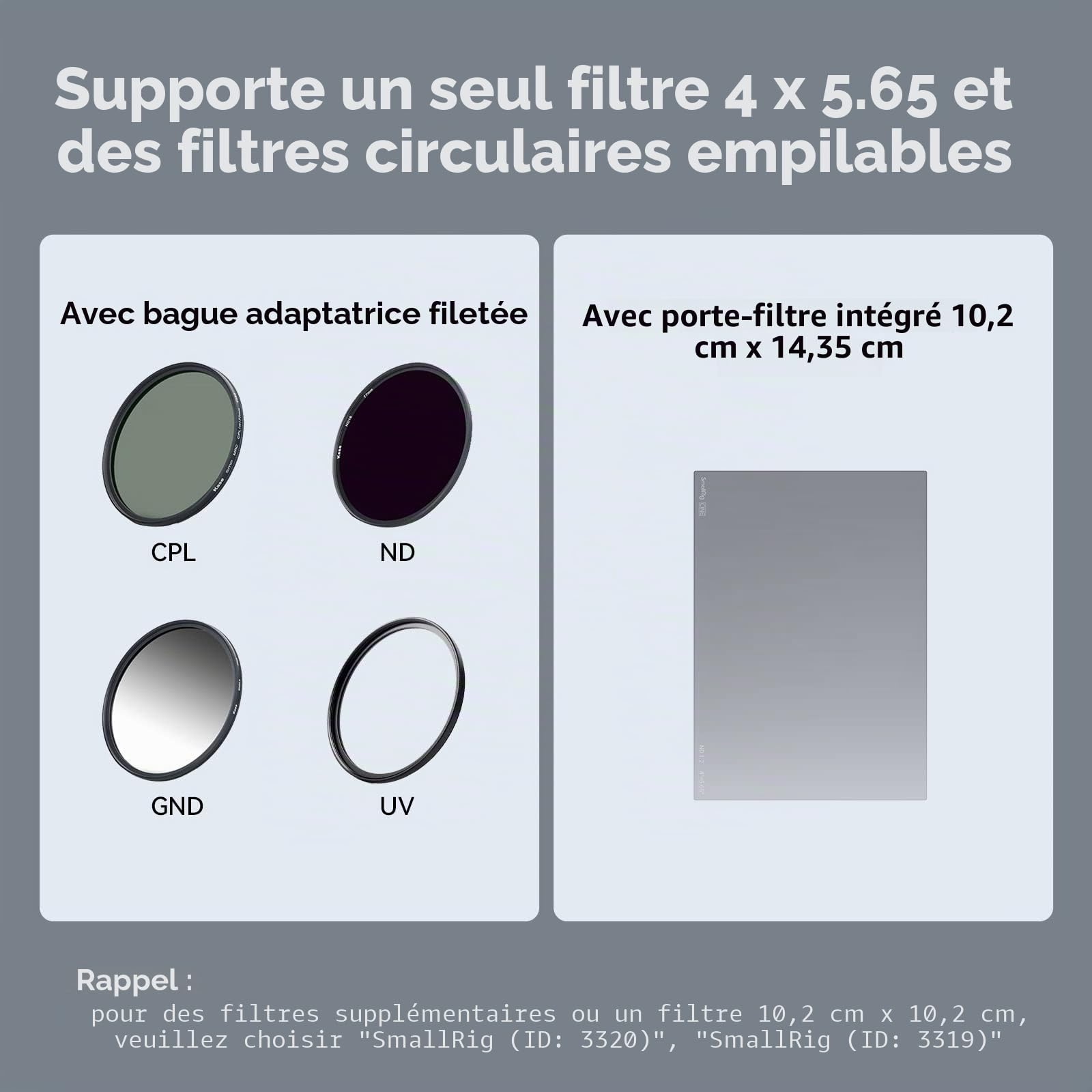 SMALLRIG Mini Matte Box Lite avec Plateau de Filtre à Drapeau Supérieur Compatible avec Les Objectifs 67mm/72mm/77mm/82mm/95mm pour Reflex Numériques et Camera sans Miroir - 3575