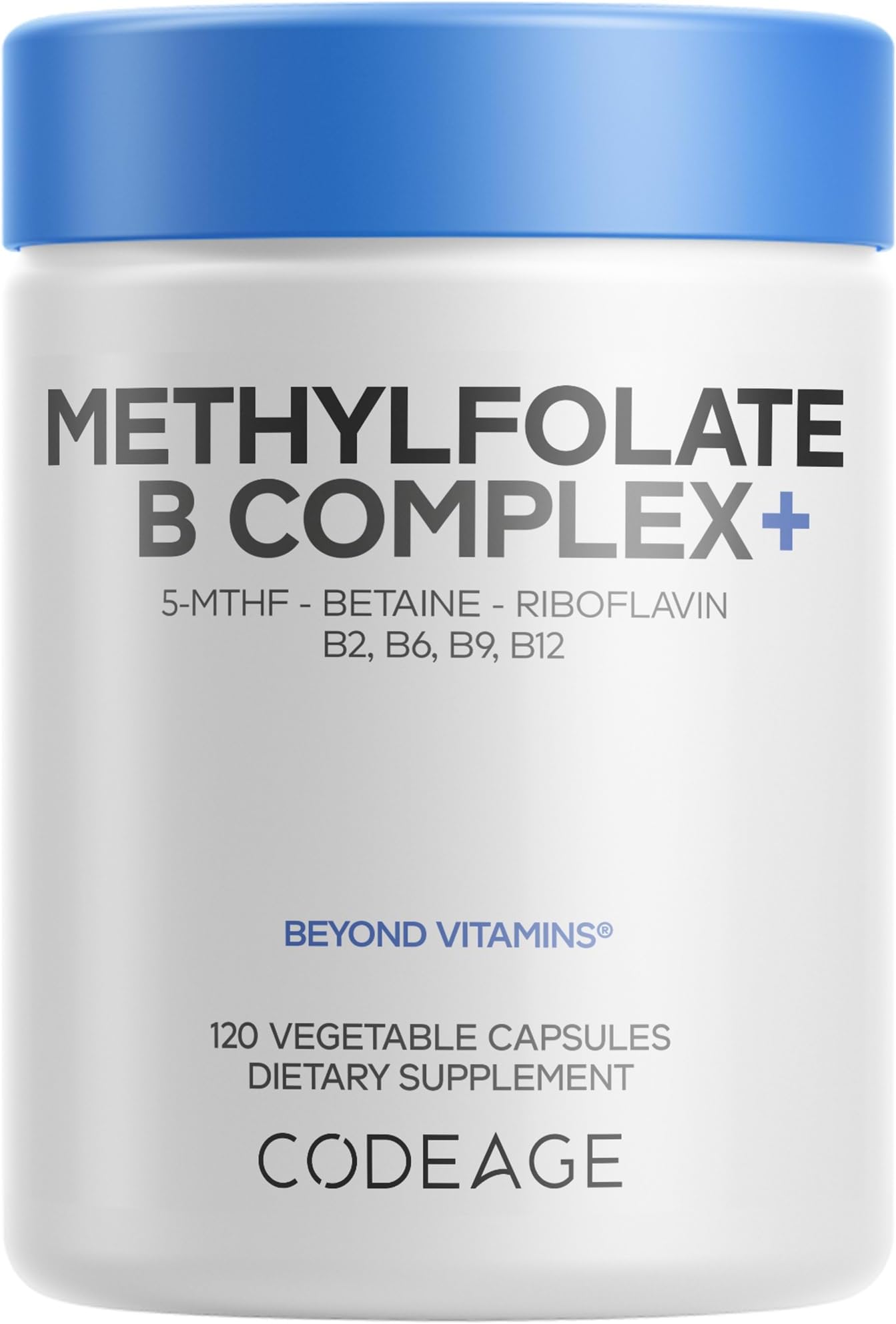 Methylfolate B Complex Supplements - 5 MTHF, Methylcobalamin 1000mcg Methylated Vitamin B12, Riboflavin, Betaine, Vitamins B6, Methylation Cycle MTHFR - 2 Months - 120 Capsules