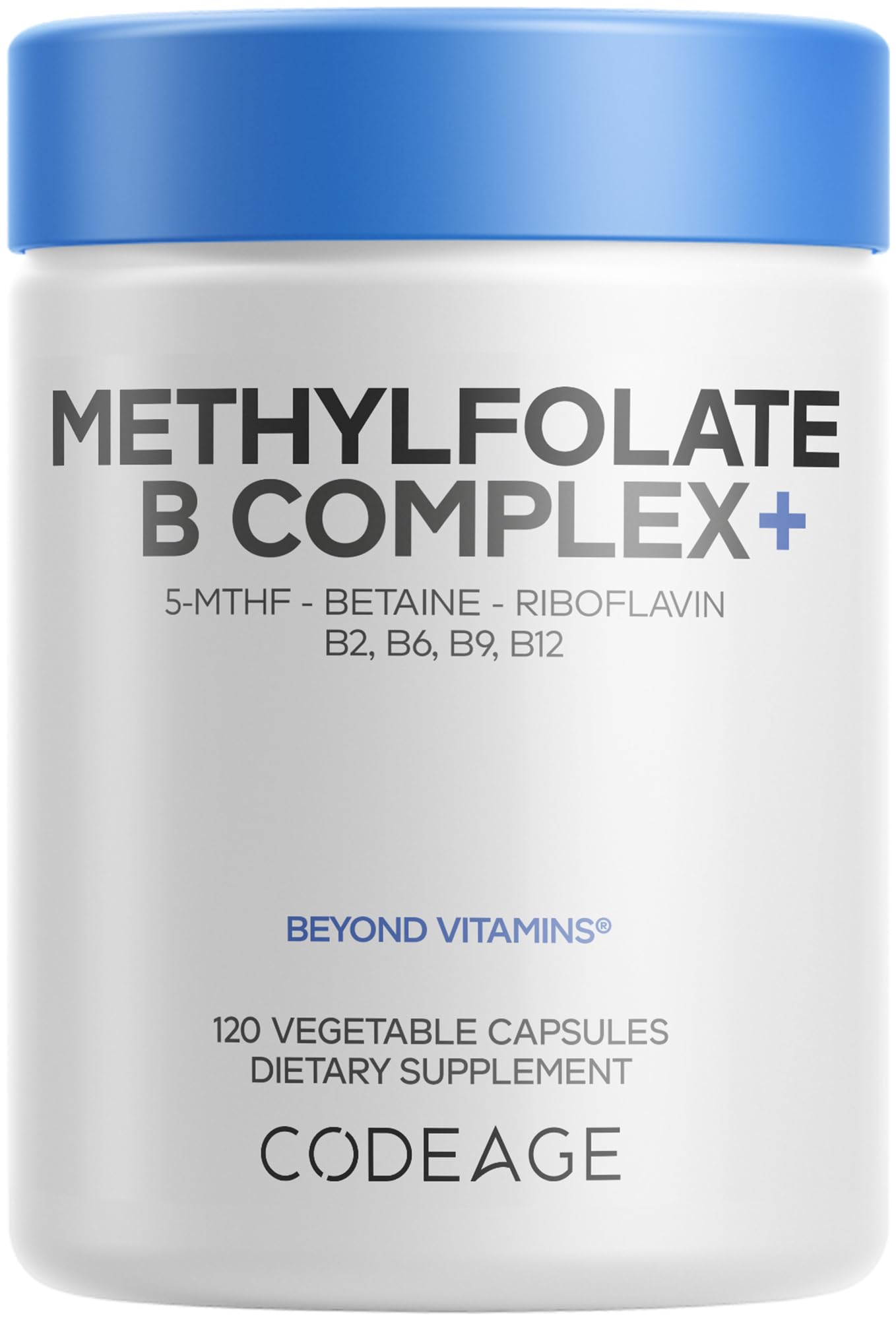 - Codeage Methylfolate B Complex Supplements - 5 MTHF, Methylcobalamin 1000mcg Methylated Vitamin B12, Riboflavin, Betaine, Vitamins B6, Methylation Cycle MTHFR - 2 Months - 120 Capsules