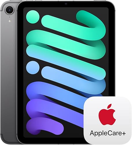Apple iPad Mini (A17 Pro): Inteligencia de Apple, pantalla de retina líquida de 8,3 pulgadas, 256 GB, Wi-Fi 6E + 5G celular, cámara trasera delantera/12MP de 12MP, ID de contacto con Applecare + (2 años)-Space Gray