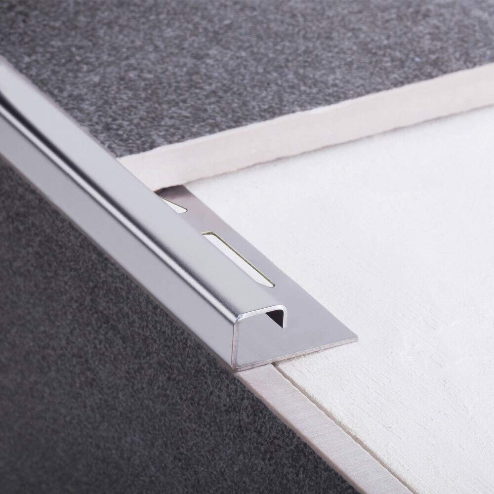 5x Quadrat Edelstahlschiene Fliesenprofil Fliesenschiene L250cm 8mm gebürstet