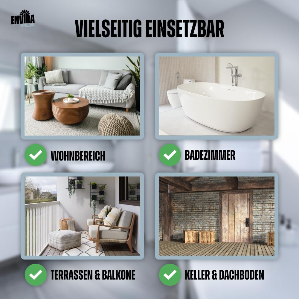 Envira Silberfischspray 2x 500 ml + 2x 2L gegen Silberfische & Papierfische | Silberfisch Spray & Mittel gegen Papierfischchen - hochwirksam für Haus, Wohnung, Küche und Bad, geruchsarm