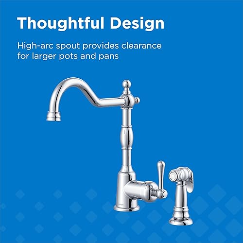 Miniatura 3 de Danze Opulence - Llave de cocina simple con manija única y rociador lateral, D401157