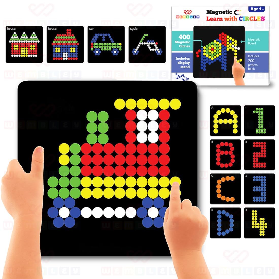 Wembley Magnetic Puzzles Imagination Shapes Game for Kids DIY Creative Educational Activity Toy Set 400 Magnetic with Board, Stand, 200 Puzzle Patterns - Birthday Gift for Boys Girls (B0CY8D4KHD) Amazon Price History, Amazon Price Tracker