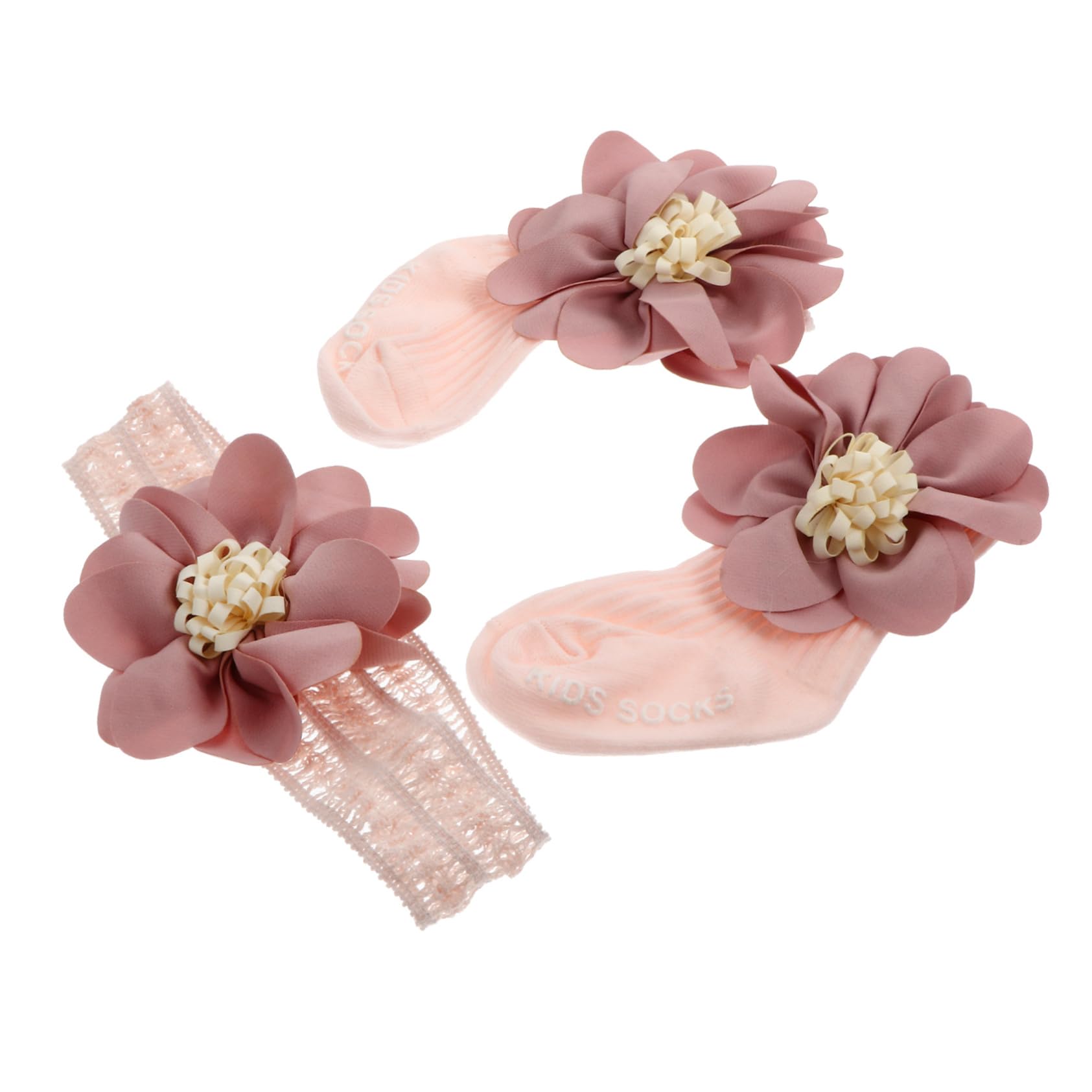 IWOWHERO Baby's First Month Present Newborn Headband Socks Fashionable Adorable Set