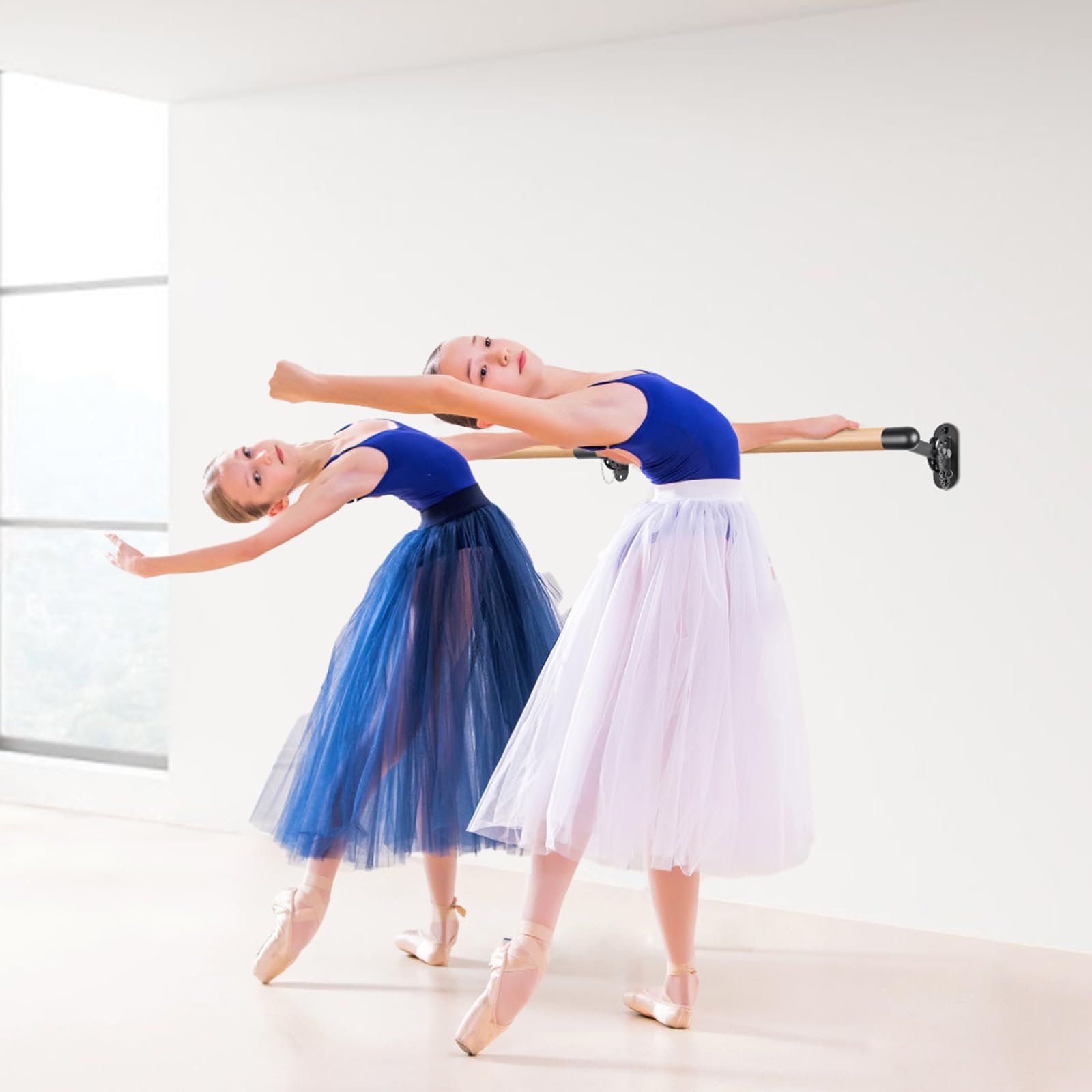Kipika Barre de Ballet Murale Traditionnelle en Bois Massif, Barre Extensible pour équipement de Danse à Domicile
