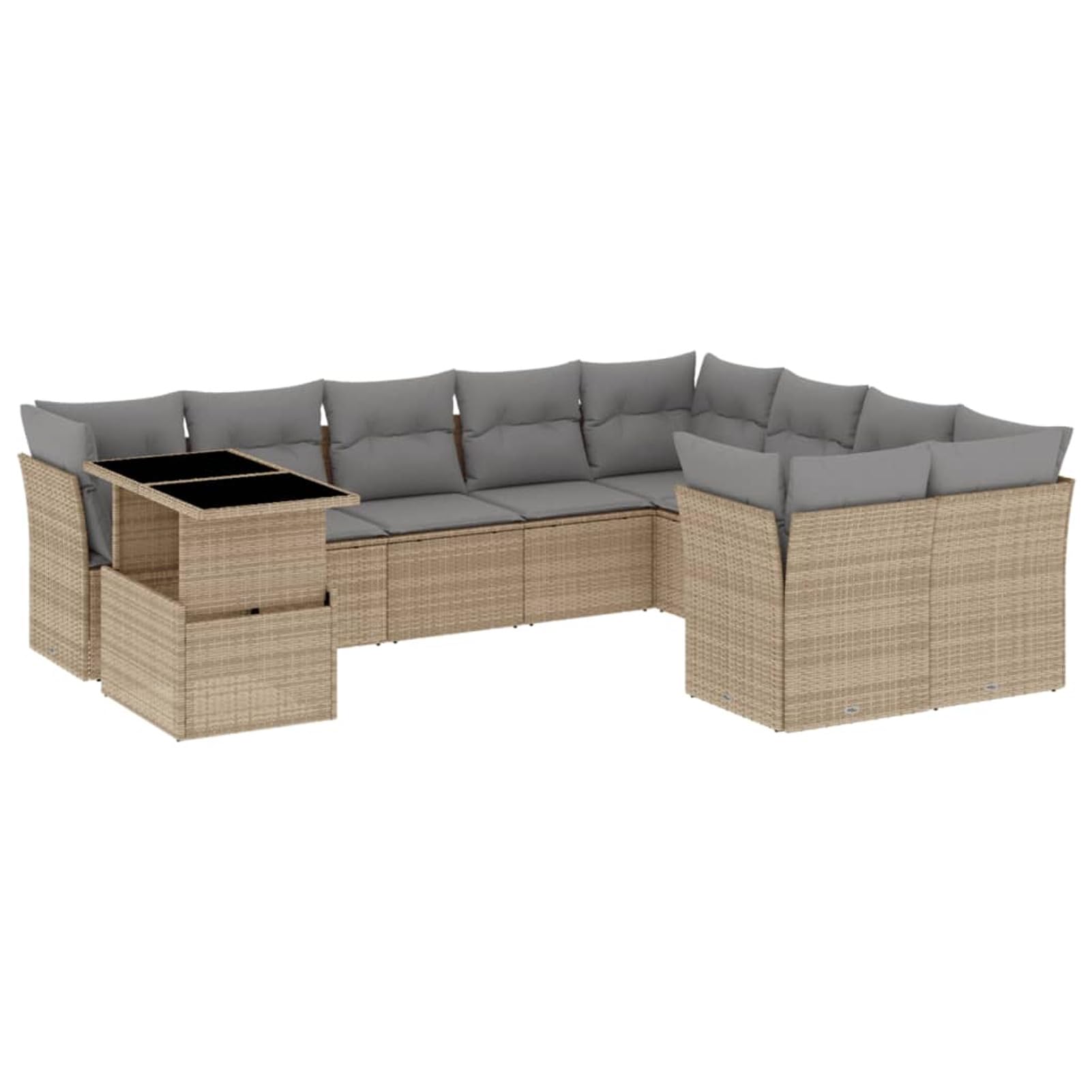 Lechnical Set Divano da Giardino 10 pz con Cuscini Beige in Polyrattan,Set di Conversazione per Patio,Set Salotto da Esterno,Set Divano da Giardino Esterno-3266849