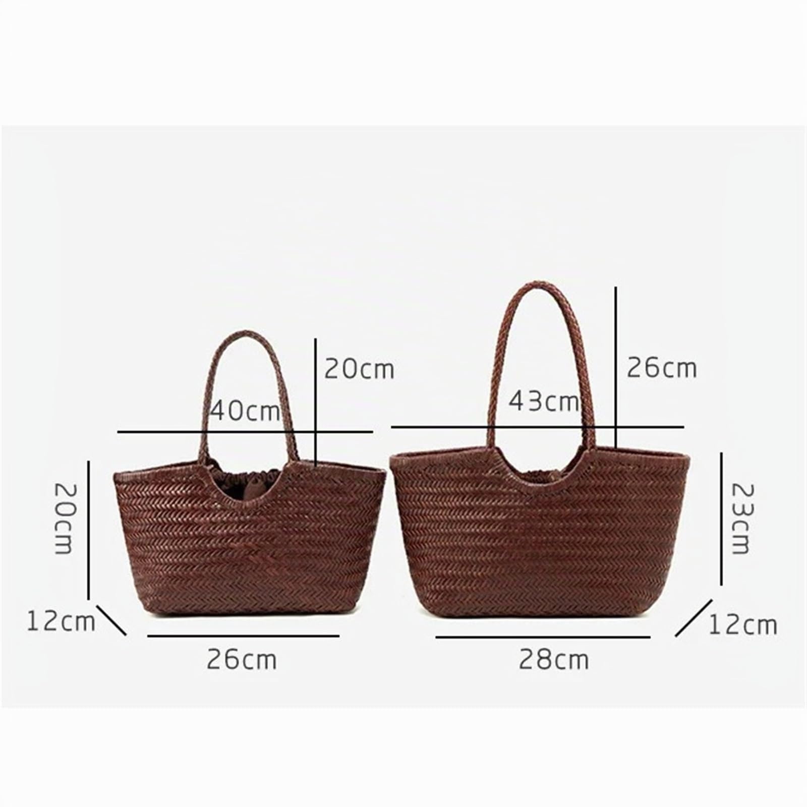 Geflochtene Tasche Leder Leder Handgewebte Einkaufstasche Damen Shopping Große Kapazität Schulter Design Gemüsekorb Einkaufen