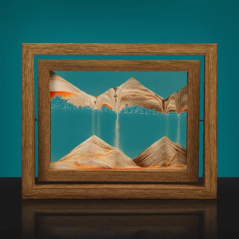 Mihtra Coffee Moving Sand Art Picture, Glass 3D Deep Sea Sand Art Liquid Motion Moving Sand Art Picture Sandscapes In Motion 3D Sand Painting For Home Decor And Office (Color : Size : Rotatable)