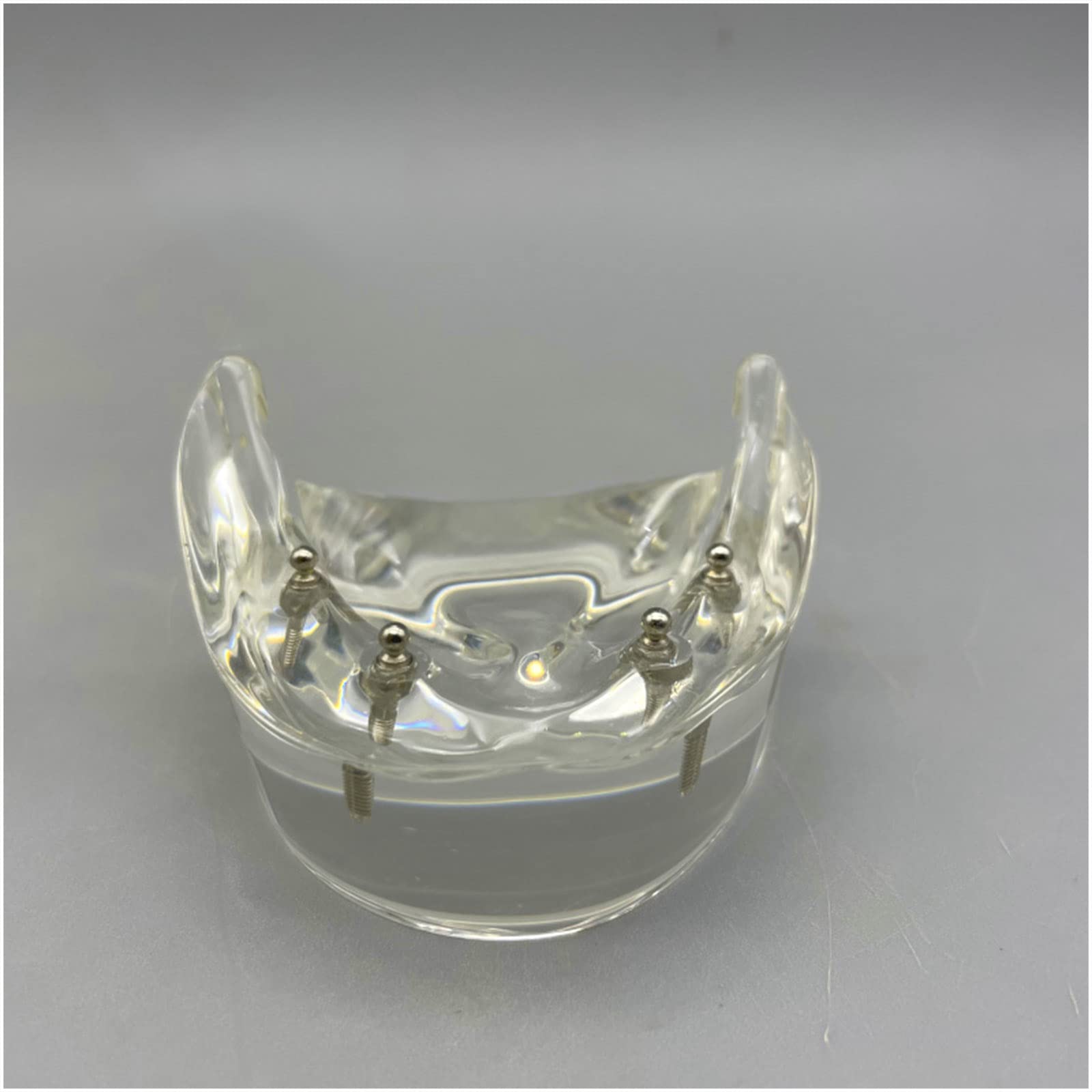 Zahnimplantat Modell - Overdenture 4 Implantate Modell - Transparentes Demo Dental Zahnmodell für Studie Erwachsene Standard Lehrmodell (Untere Zähne)