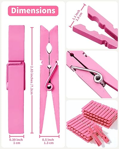 Vista 81 de Alfileres de ropa de madera para manualidades, pinzas de cierre de agarre fuerte, clips de ropa de madera de abedul, pinzas de ropa para colgar