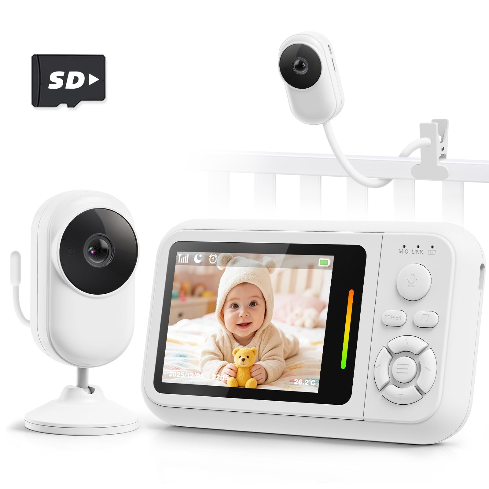 Wireless Baby Monitor, 2.8" Portable Video Monitor with Clip