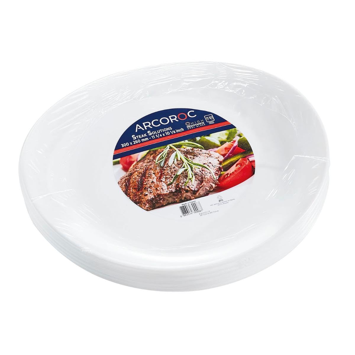 Arcoroc Set de 6 platos Solution de vidrio opal 30 x 26 cm